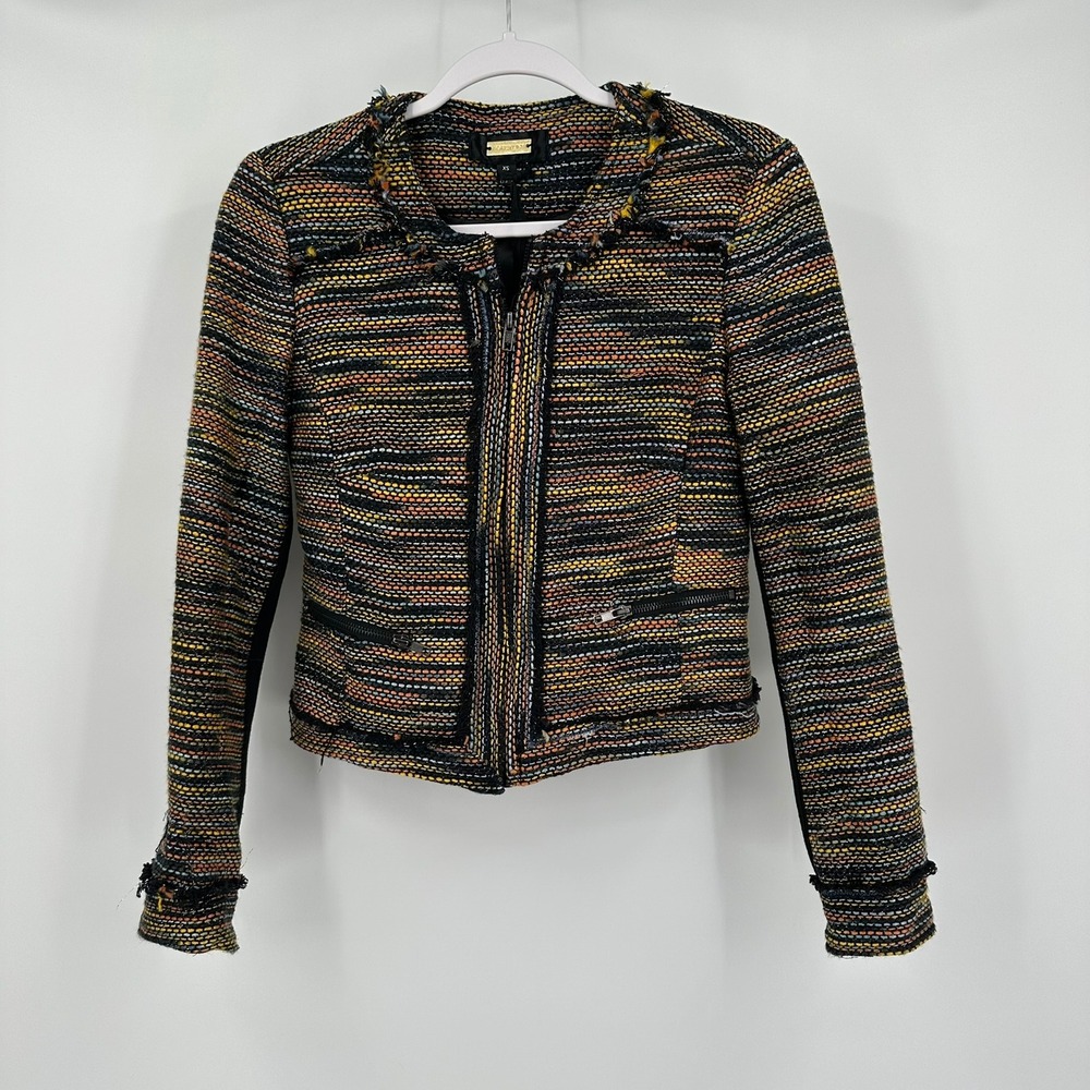 Greylin Womens Maximalist Tweed Blazer Size XS Jacket Colorful Edgy Moto Indie